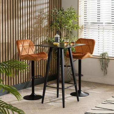 Quatropi Modern 2 Seater Bar Set Orange Velvet Adjustable Kitchen Bar Stools