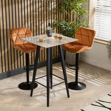 Quatropi Modern 2 Seater Bar Set Orange Velvet Adjustable Kitchen Bar Stools