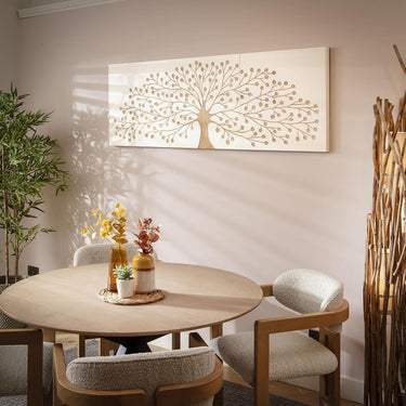 Quatropi Modern 3-Piece Wall Artwork White & Natural Wood 180x60cm