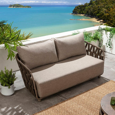 Quatropi Modern 3 Seater Aluminium Outdoor Garden Sofa Brown Rope 189cm
