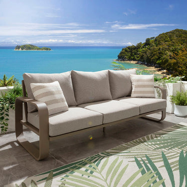 Quatropi Modern 3 Seater Aluminium Outdoor Garden Sofa Cream 230cm