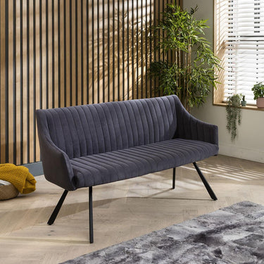 Quatropi Modern 3 Seater Kitchen Dining Bench with Back Grey Fabric 172cm