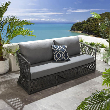 Quatropi Modern 3 Seater Outdoor Patio Garden Sofa Grey Knotted Rope 198cm