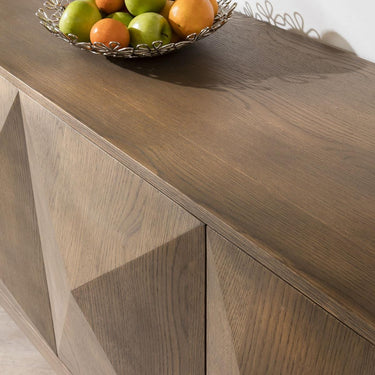 Quatropi Modern 4-Door Sideboard Buffet Unique Geometric Convex Grey Wood 180cm