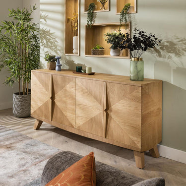 Quatropi Modern 4 Door Sideboard Storage Cabinet Natural Oak Wood Pattern 180cm