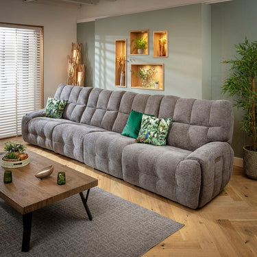 Quatropi Modern 4 Seater Electric Recliner Sofa Couch Charcoal Chenille 370cm 16