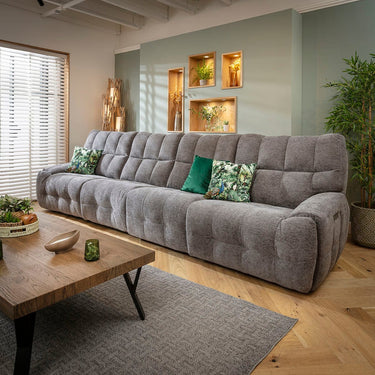 Quatropi Modern 4 Seater Electric Recliner Sofa Couch Charcoal Chenille 370cm 16