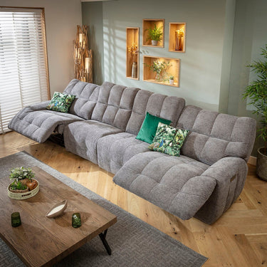 Quatropi Modern 4 Seater Electric Recliner Sofa Couch Charcoal Chenille 370cm 16