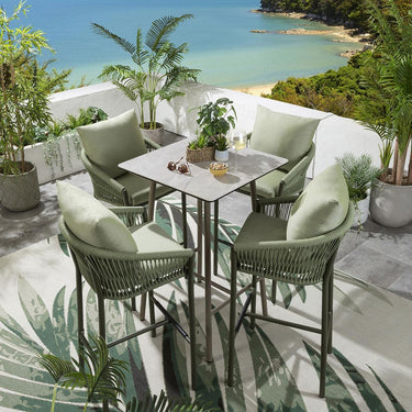 Quatropi Modern 4 Seater Outdoor Garden Bar Set Ceramic Aluminium Green Beige