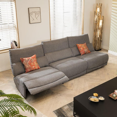 Quatropi Modern 4 Seater Small Modular Recliner Sofa Couch Set Grey Fabric S3R