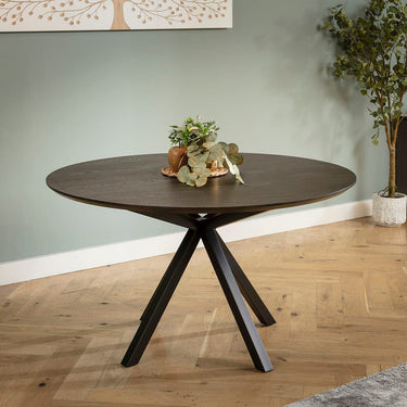 Quatropi Modern 4 Seater Wooden Round Kitchen Dining Room Table Dark Oak 140cm