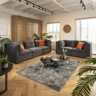Quatropi Modern 5 Seater Modular 3 & 2 Seater Sofa Set Suite Couch Grey Fabric