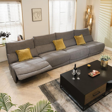 Quatropi Modern 5 Seater Modular Electric Recliner Sofa Couch Grey Fabric S4R