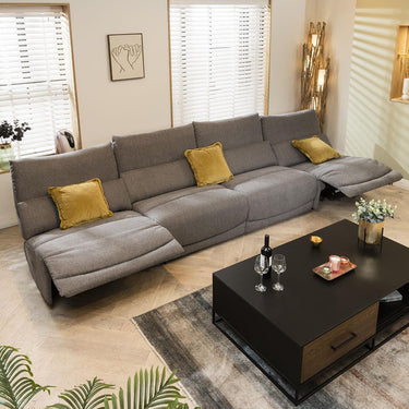 Quatropi Modern 5 Seater Modular Recliner Sofa Couch Set Grey Fabric S42R