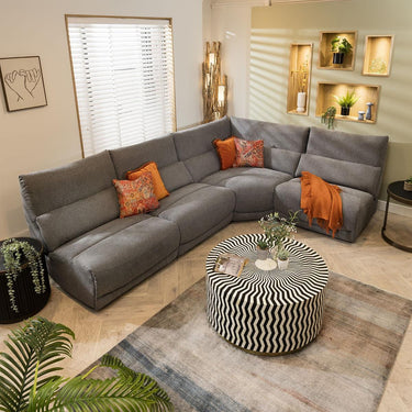 Quatropi Modern 5 Seater Sectional L-Shape Corner Sofa Couch Set Grey Fabric L3