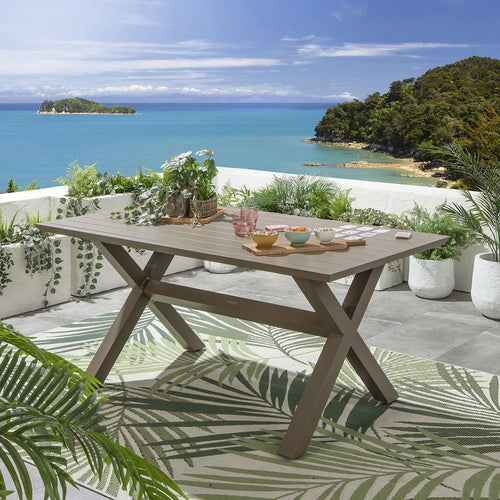 Star 6 Seater Outdoor Garden Dining Table Beige 160cm