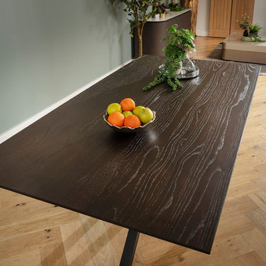 Quatropi Modern 6 Seater Wooden Kitchen Dining Room Table Dark Oak 180x95cm