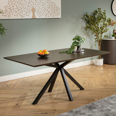 Quatropi Modern 6 Seater Wooden Kitchen Dining Room Table Dark Oak 180x95cm