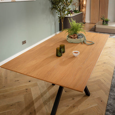 Quatropi Modern 6 Seater Wooden Kitchen Dining Room Table Light Oak 180x95cm