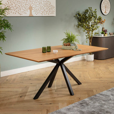 Quatropi Modern 6 Seater Wooden Kitchen Dining Room Table Light Oak 180x95cm
