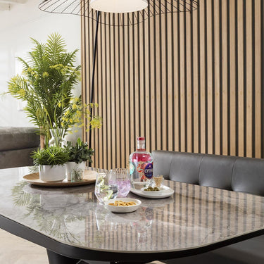 Quatropi Modern 8 Seat Ceramic Marble Extendable Dining Room Table Grey 180-220cm