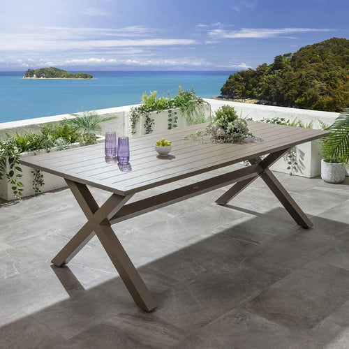 Star 8 Seater Outdoor Garden Dining Table Beige 220cm