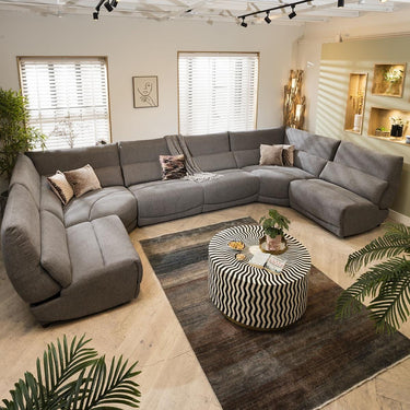 Quatropi Modern 8 Seater Modular U-Shape Corner Sofa Settee Set Grey Fabric U2