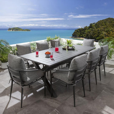 Quatropi Modern 8 Seater Outdoor Garden Dining Set All-Weather Grey Aluminium