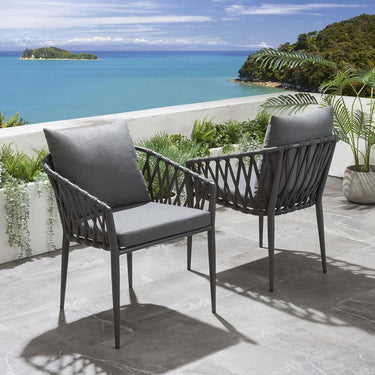 Quatropi Modern 8 Seater Outdoor Garden Dining Set Grey Wood Effect Aluminium