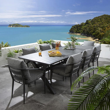 Quatropi Modern 8 Seater Outdoor Table and Chairs Dining Set Aluminium Grey
