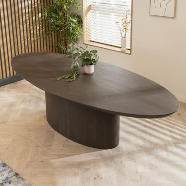 Quatropi Modern 8 Seater Round Pedestal Kitchen Dining Table Grey Oak 280cm