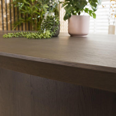 Quatropi Modern 8 Seater Round Pedestal Kitchen Dining Table Grey Oak 280cm