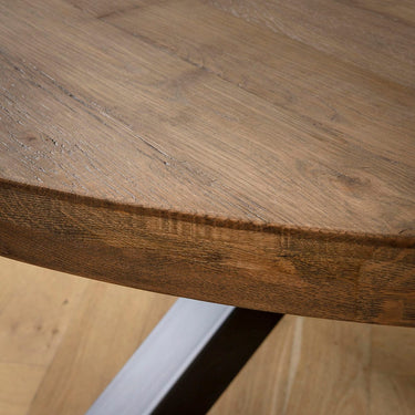 Quatropi Modern 8 Seater Wooden Round Dining Room Table Reclaimed Oak 180cm