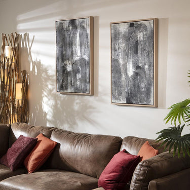 Quatropi Modern Absract Framed Wall Artwork Black & Grey 120x90cm