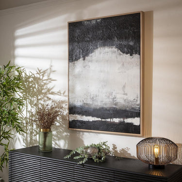 Quatropi Modern Absract Framed Wall Artwork Black & Grey 90x120cm