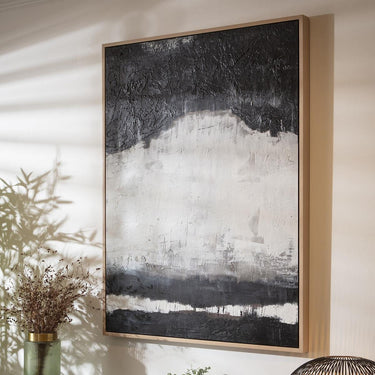 Quatropi Modern Absract Framed Wall Artwork Black & Grey 90x120cm