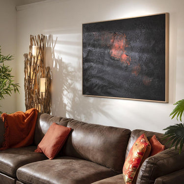 Quatropi Modern Abstract Framed Wall Artwork Black & Red 140x100cm