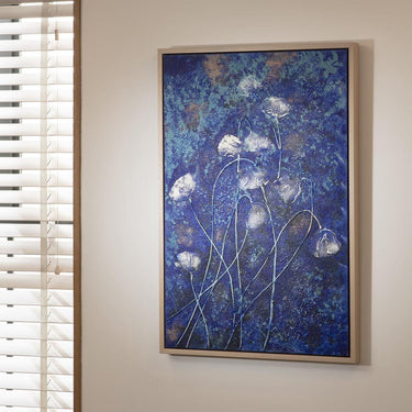 Quatropi Modern Abstract Framed Wall Artwork Blue & White 60x90cm