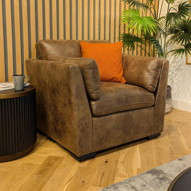 Quatropi Modern Accent Armchair Antique Brown Fabric 98x90cm