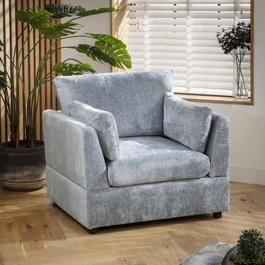 Quatropi Modern Accent Armchair Blue Chenille Fabric 96x89cm