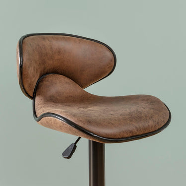 Quatropi Modern Adjustable Bar Stool with Back & Footrest Brown Leather-Look Fabric