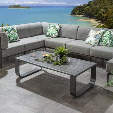 Quatropi Modern Aluminium Metal Outdoor Garden Coffee Table Grey 140x72cm