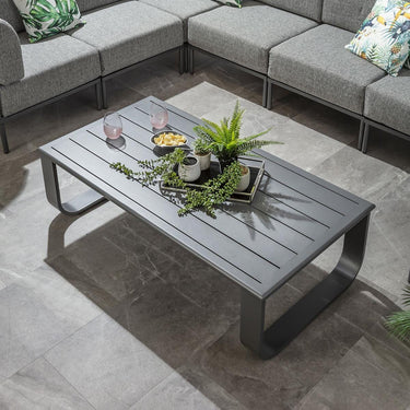 Quatropi Modern Aluminium Metal Outdoor Garden Coffee Table Grey 140x72cm