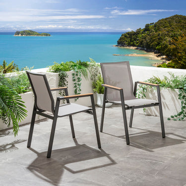 Quatropi Modern Aluminium Outdoor Dining Chair Weatherproof Textilene Garden Chair Grey