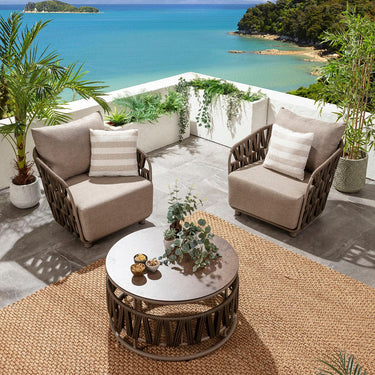 Quatropi Modern Aluminium Outdoor Garden Armchair Brown Rope 84cm