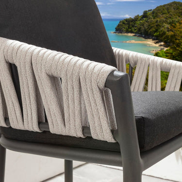 Quatropi Modern Aluminium Outdoor Garden Bar Stool Light Grey Rope