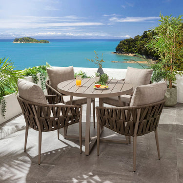 Quatropi Modern Aluminium Outdoor Garden Dining Chair Brown Rope