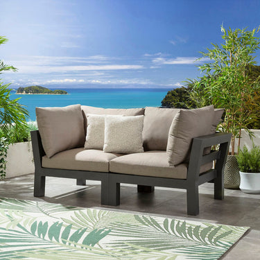Quatropi Modern Aluminium Outdoor Garden Sofa Modular Couch Beige 186cm