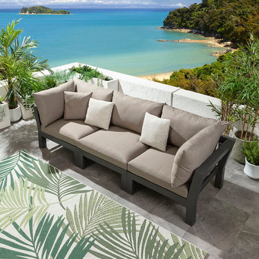 Quatropi Modern Aluminium Outdoor Garden Sofa Modular Couch Beige 268cm