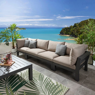 Quatropi Modern Aluminium Outdoor Garden Sofa Modular Couch Beige 350cm